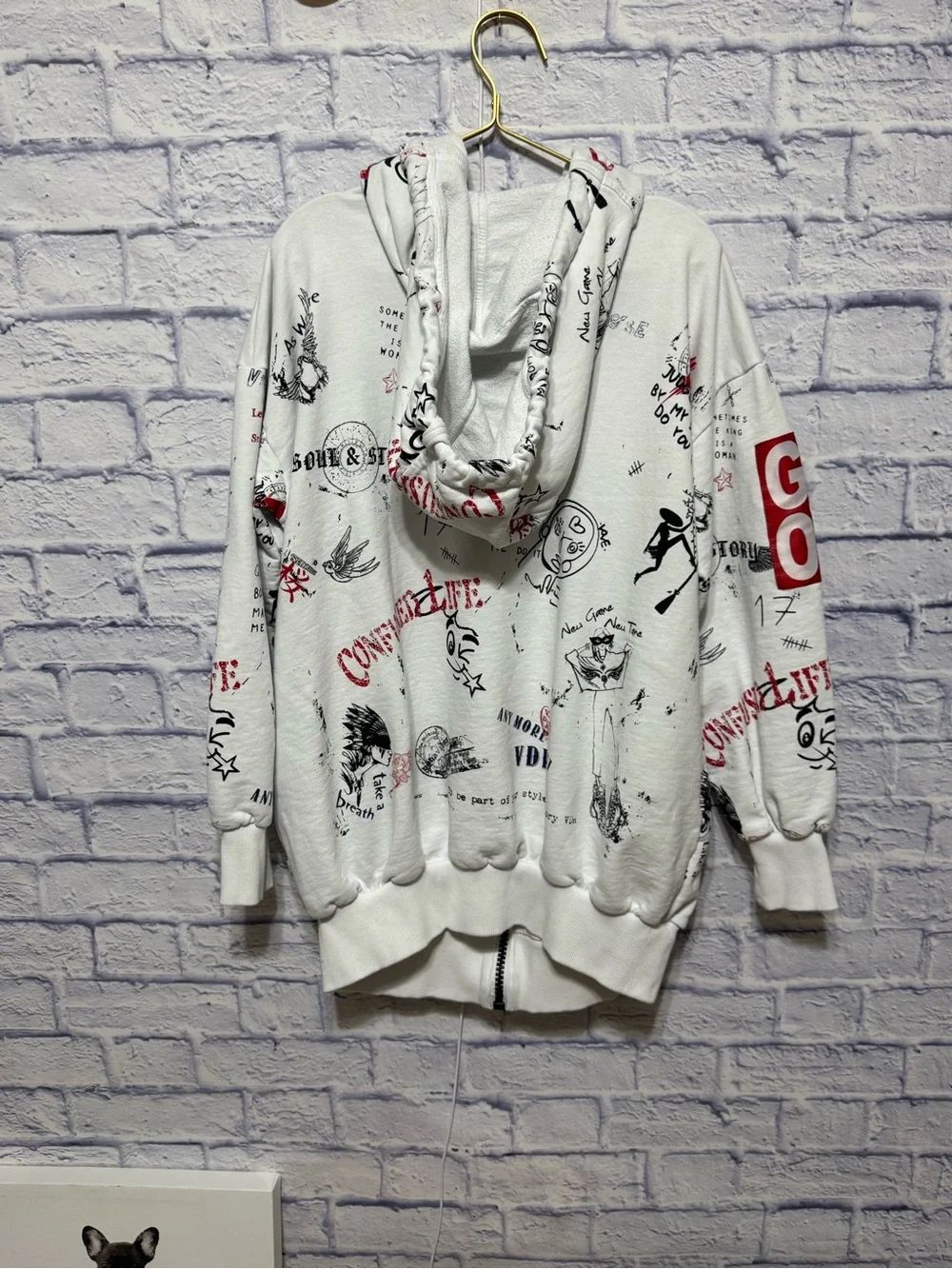 Via Delle Rose Graffiti-Style Artwork Vdr Beyaz Hooded Jacket — image 4 of 8